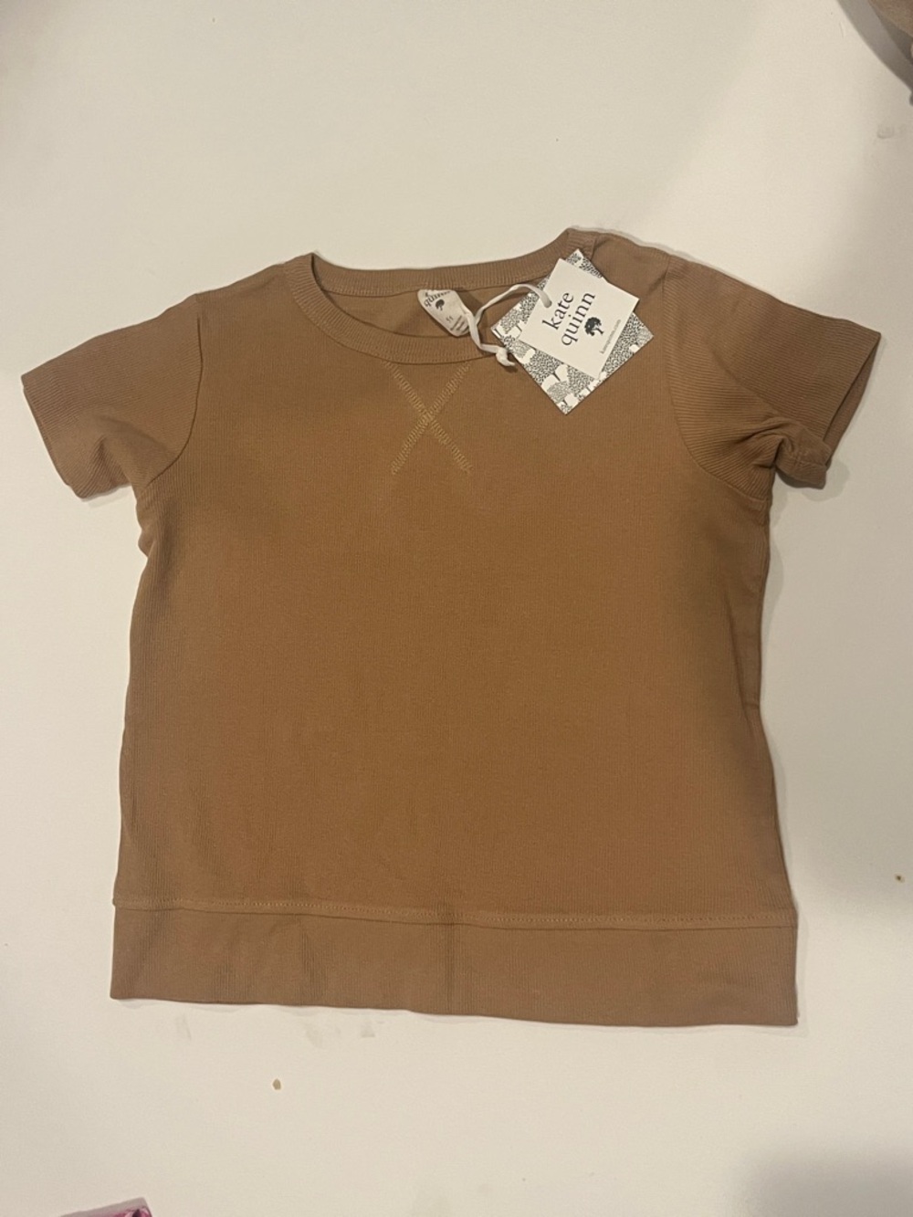 kate quinn Kids Tan Short-Sleeve Rib Tee